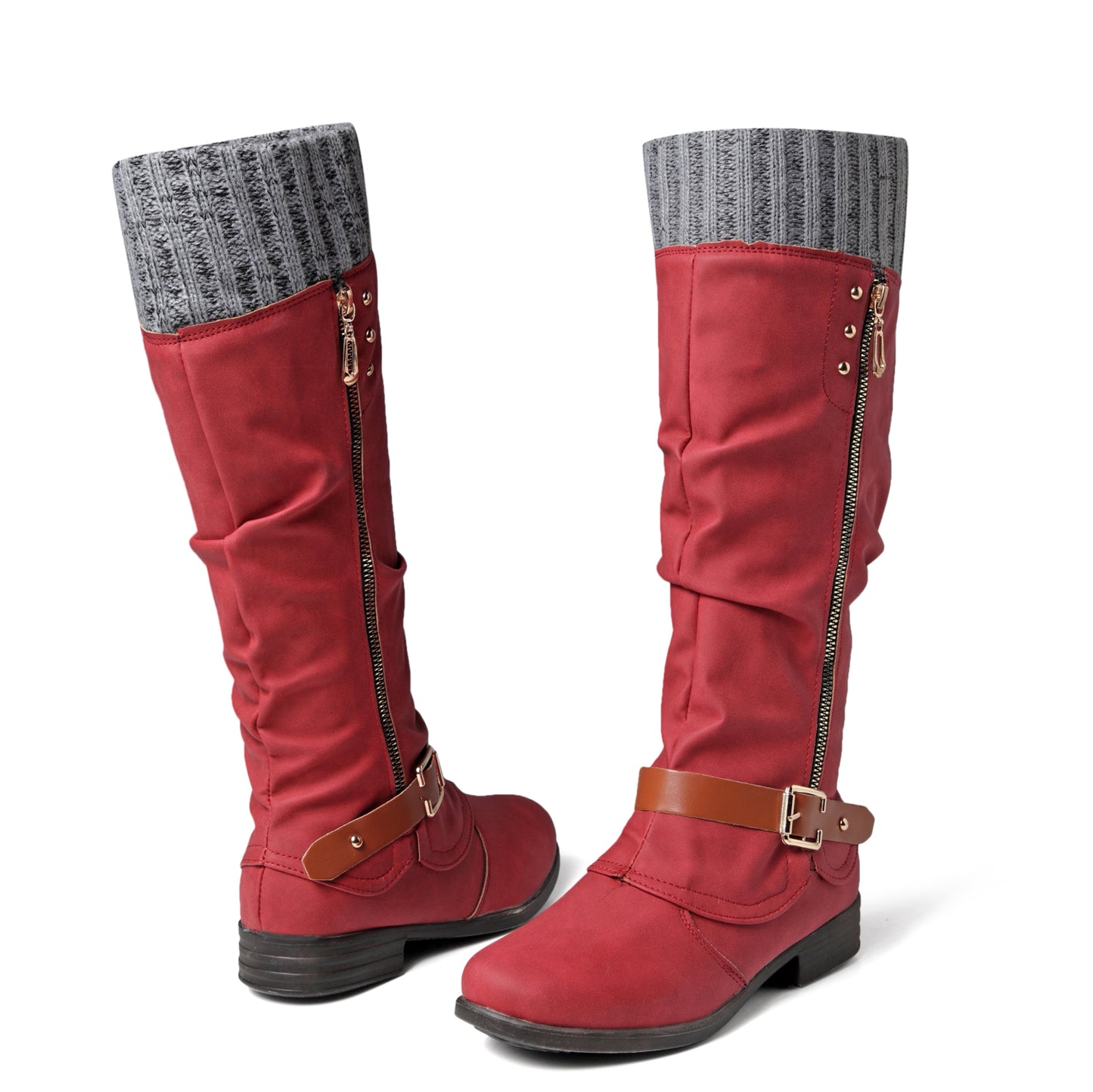 Women's Flat Low Heel Winter Knee Boots Shoes