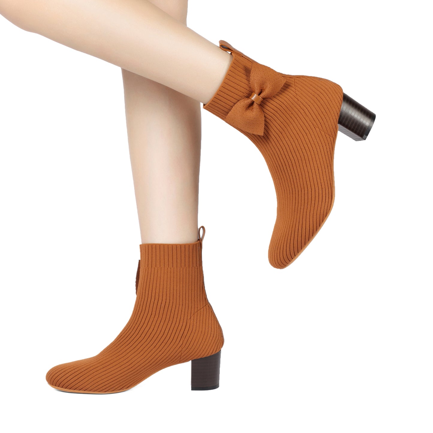 Knitting Glove Ankle Boots With Bowknot