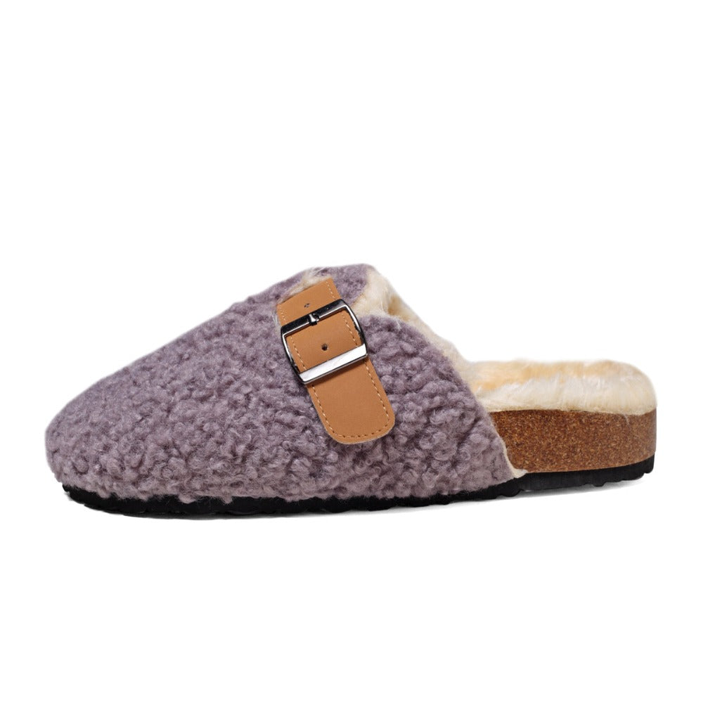 Women's Plush Warm House Slippers Memory Foam Cork Clogs