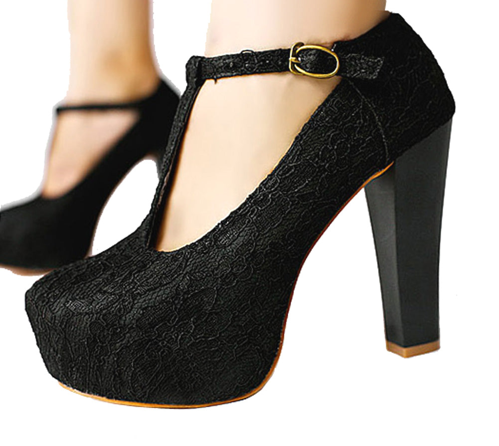 Devon 8 inch heel - Black Lace Up Closed Toe Platform Ankle Boot - Burju  Shoes